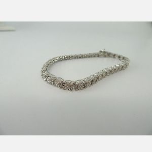 Sterling Silver Diamond Cut Tennis Bracelet